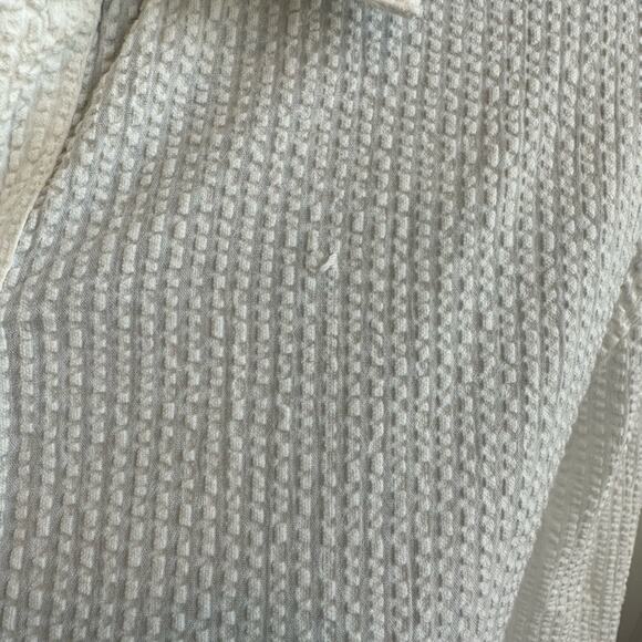 Anthropologie's Porridge Creamy White Ribbed-Like Textured Collar Button Down - Picture 6 of 9
